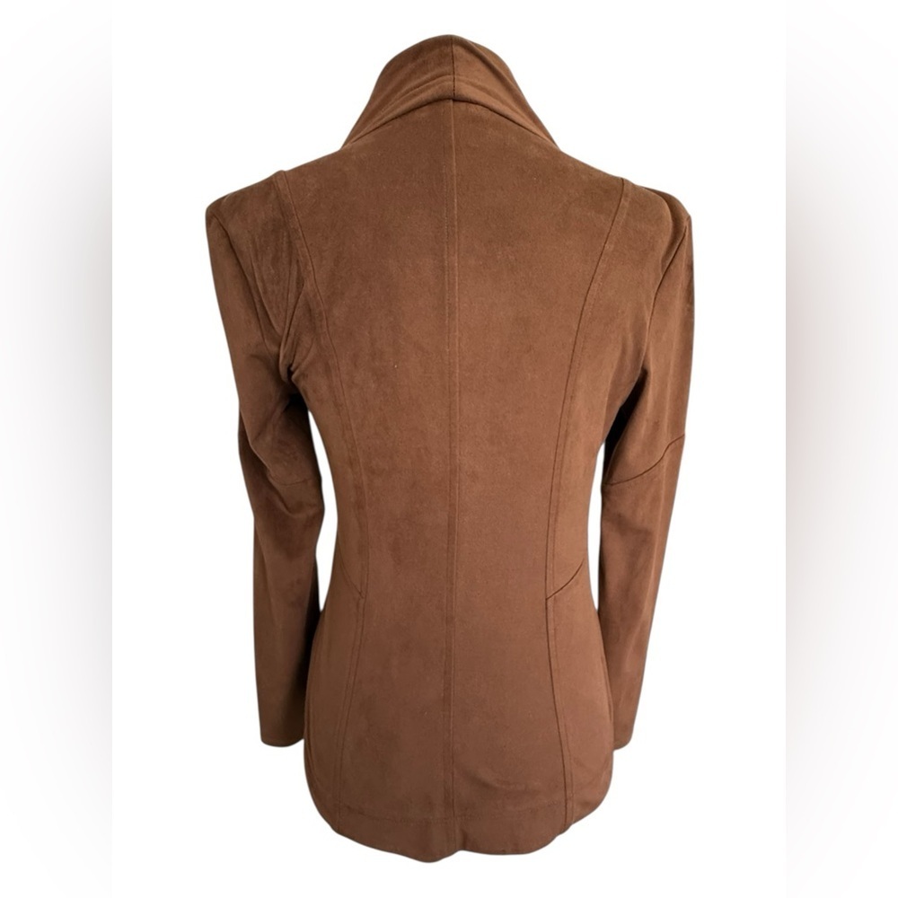 Jessica Simpson Fiona Faux Suede Moto Jacket XS Cognac Brown Asymmetrical Zip - Picture 5 of 10